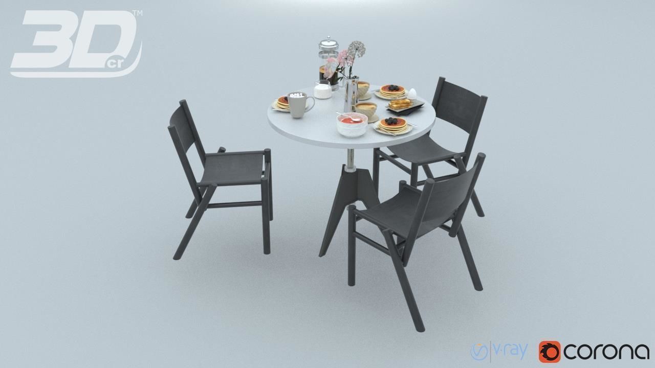 Paquin Breakfast Table Set 3D model