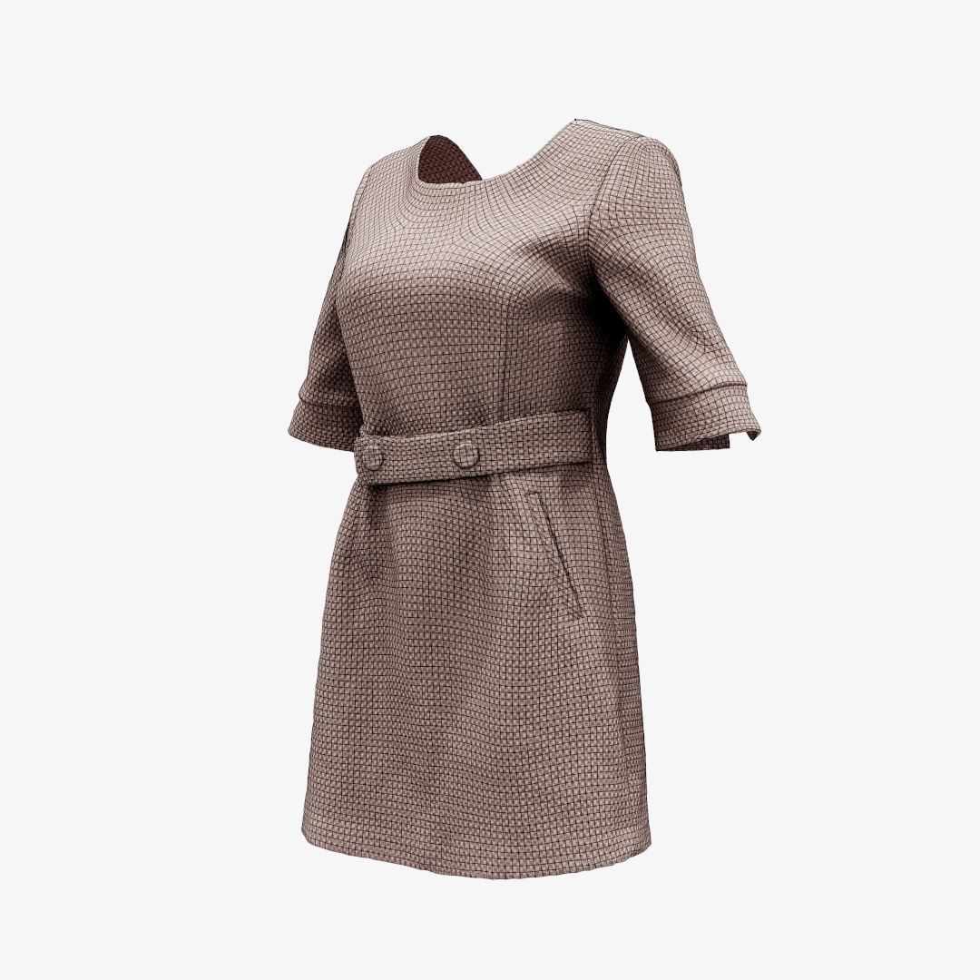 3D model Brown Belt Dress VR / AR / lowpoly CGTrader