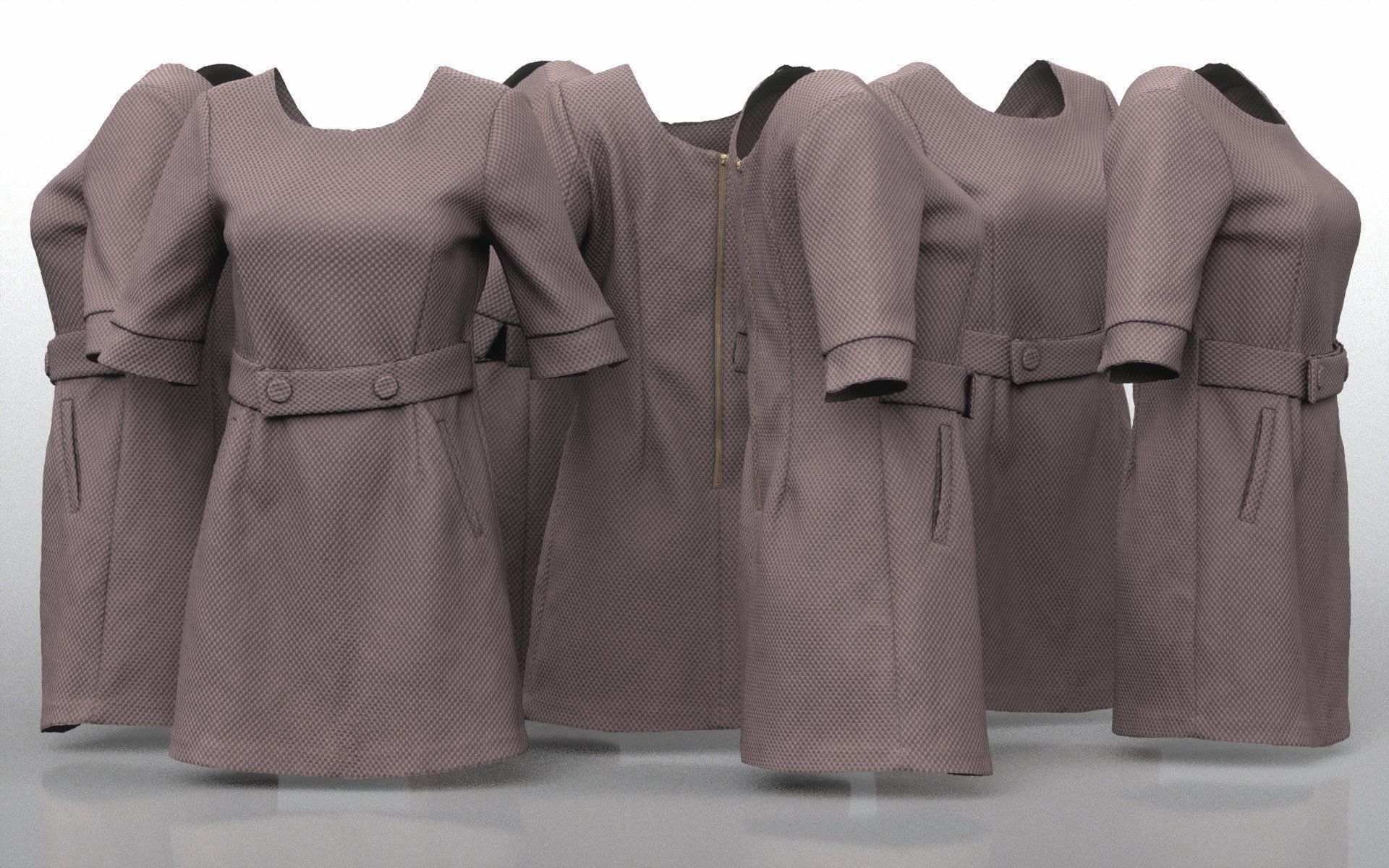 3D model Brown Belt Dress VR / AR / lowpoly CGTrader