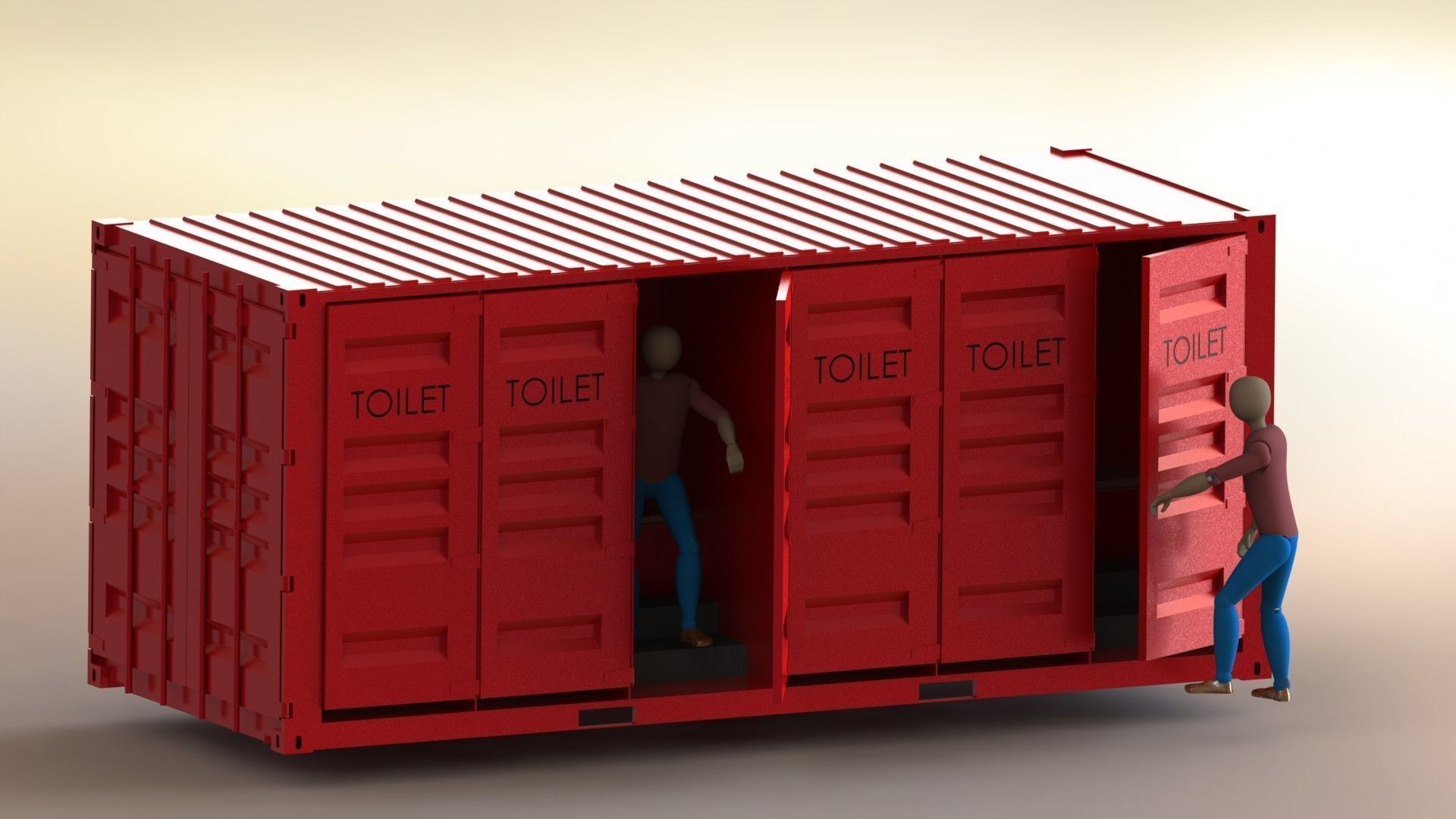 20x08x08 SHIPPING CONTAINER TOILET free 3D model CGTrader