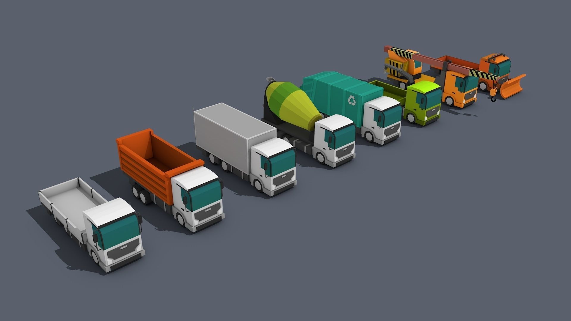 3D model Low Poly Truck Pack 01 Isometric VR / AR / low-poly | CGTrader