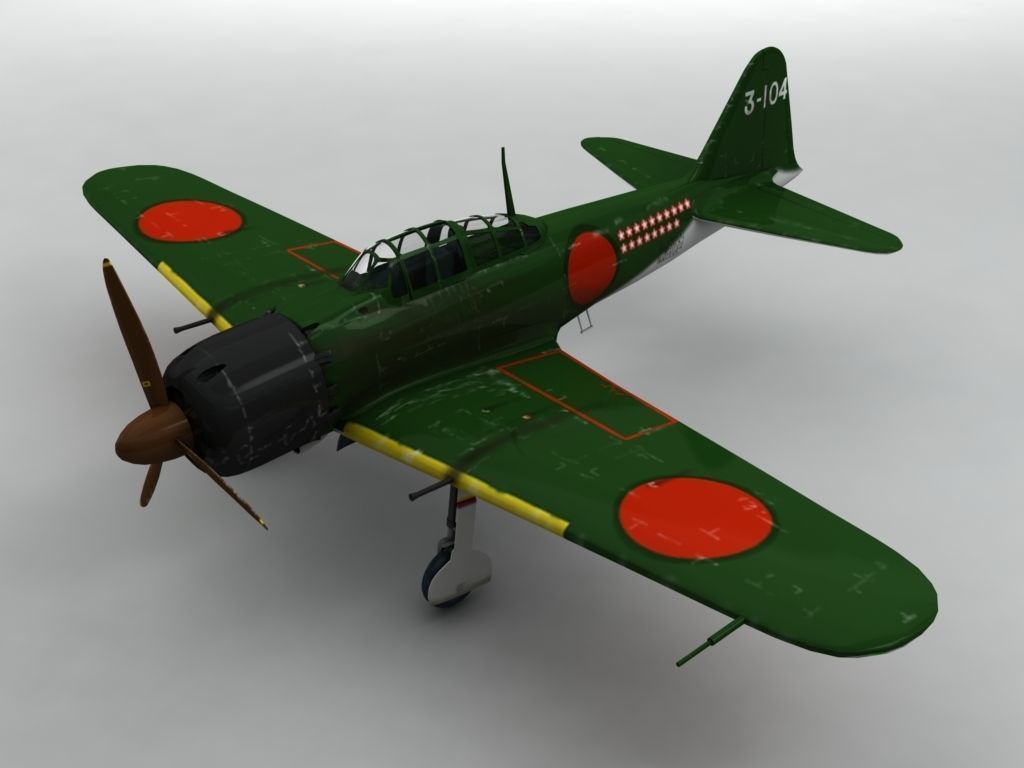 3D model A6M5 Zero Aircraft Green VR / AR / low-poly | CGTrader