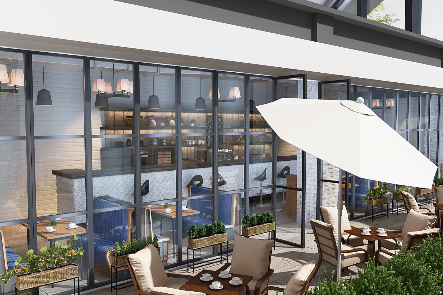 Coffee garden restaurant modern decoration very Clean scene 3D model CGTrader