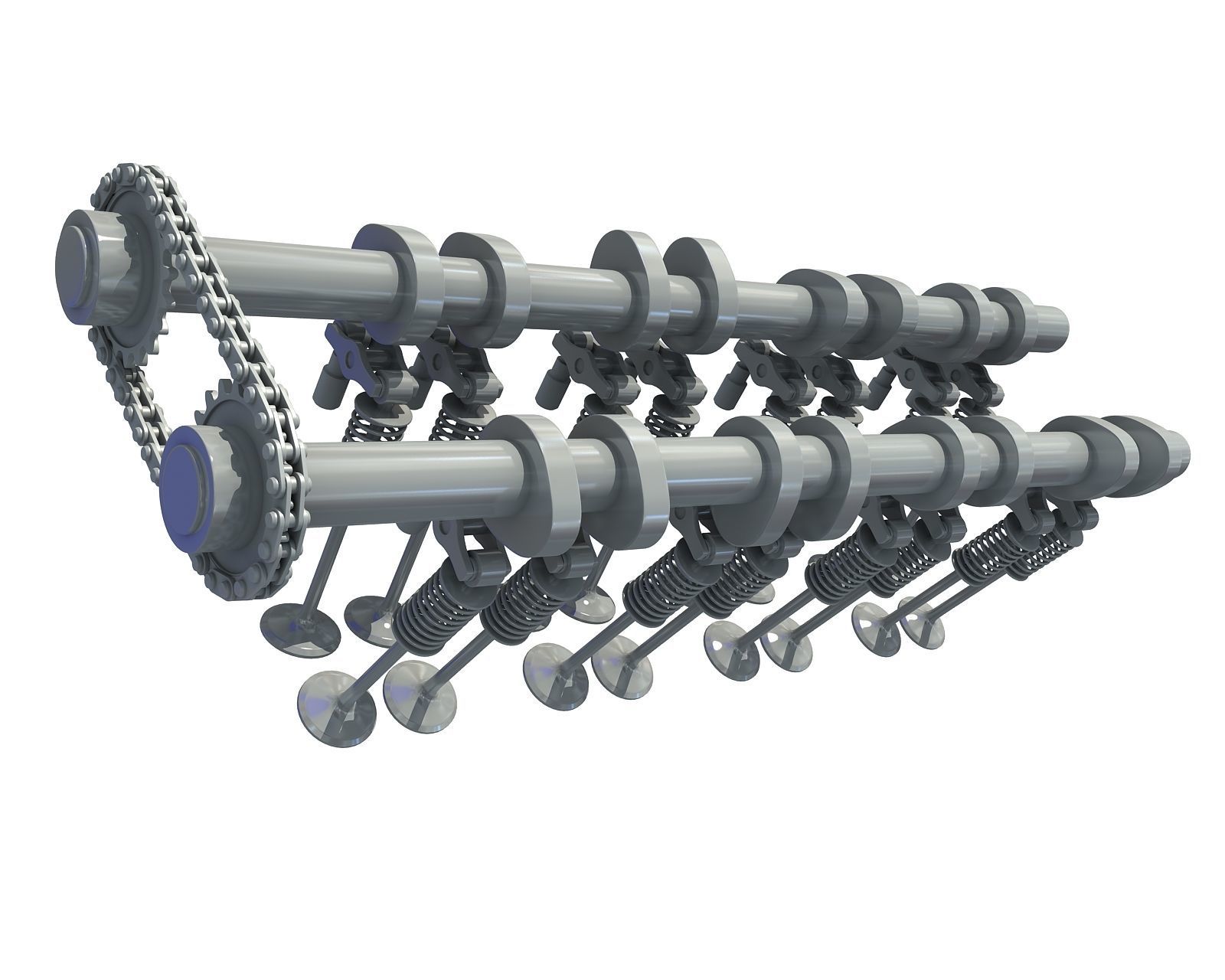 Camshaft and Engine Valves 3D model CGTrader