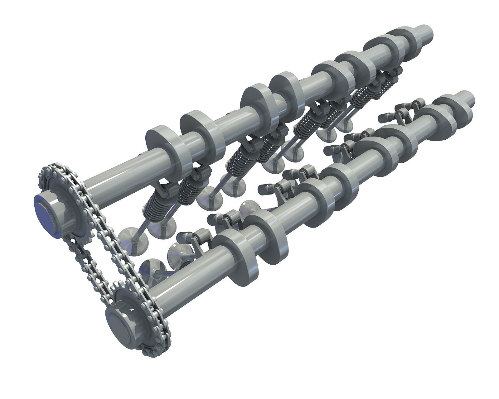 Camshaft and Engine Valves 3D model CGTrader