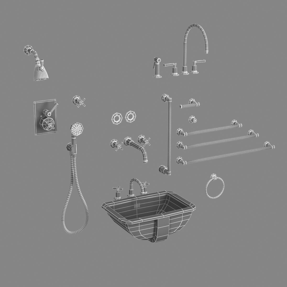 Lefroy Brooks Bath Furniture set 3D model CGTrader