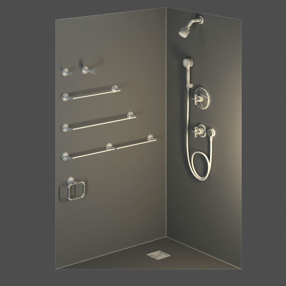 Kallista Shower Set 3D model CGTrader