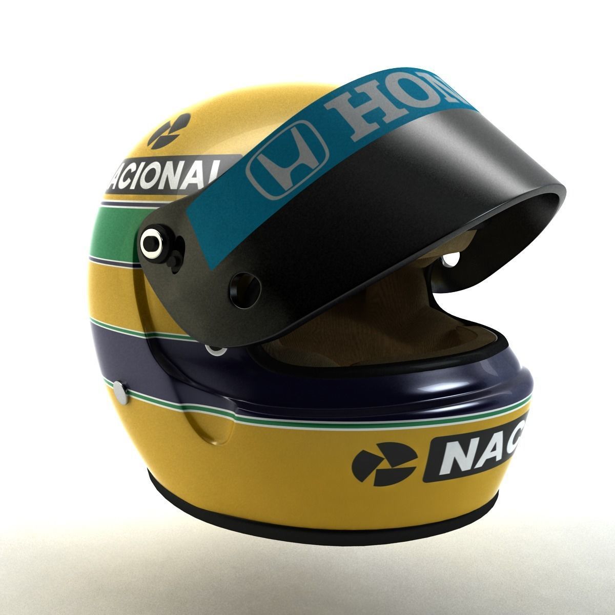 3D model Ayrton Senna Helmet 1987 VR / AR / low-poly rigged | CGTrader