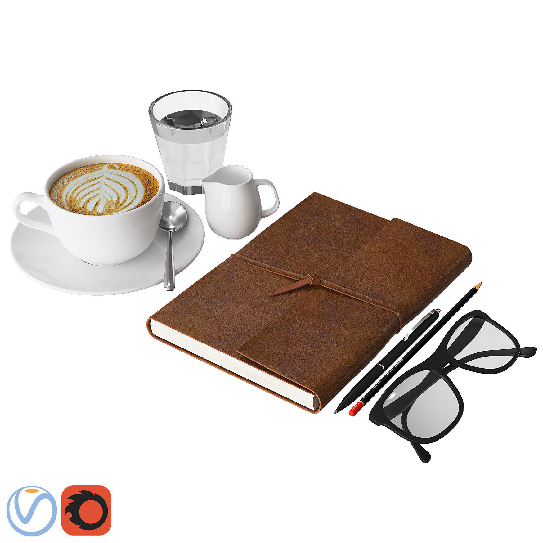 Coffee and Notebook  3D model