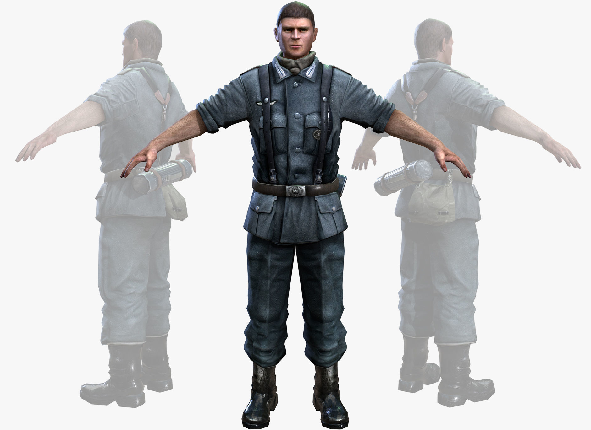 WWII Nazi Soldier Low-poly  3D model