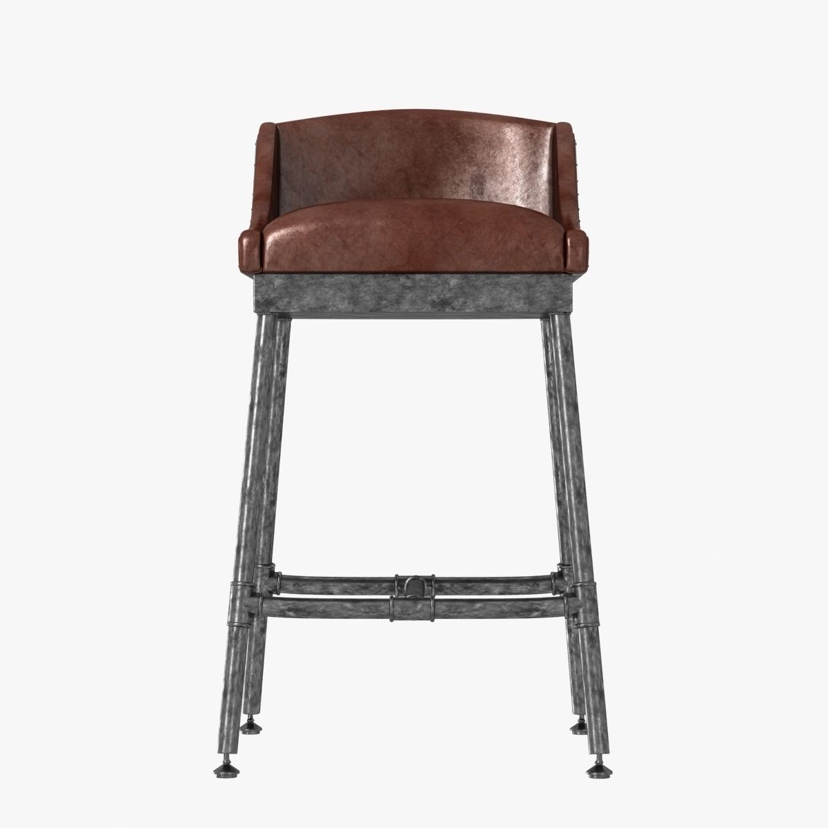 Restoration Hardware Iron Scaffold Leather Barstool 3D model CGTrader