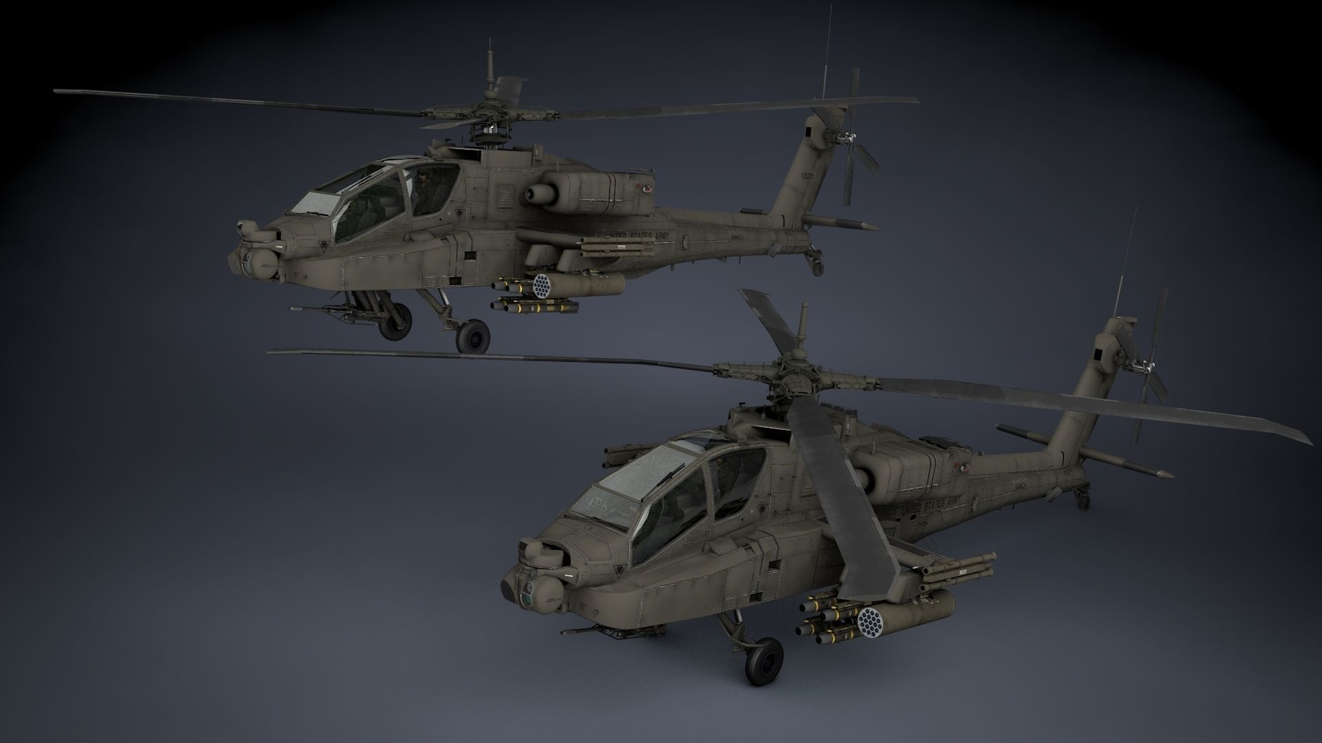 AH-64A Apache Low-poly 3D model