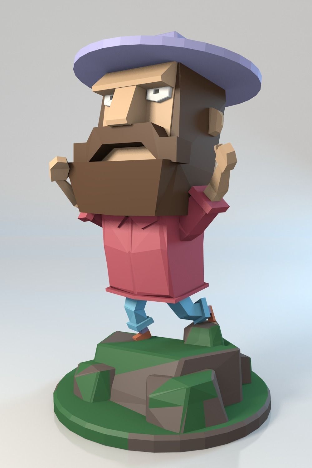 LowPoly Man with beard and hat free 3D model 3D printable | CGTrader
