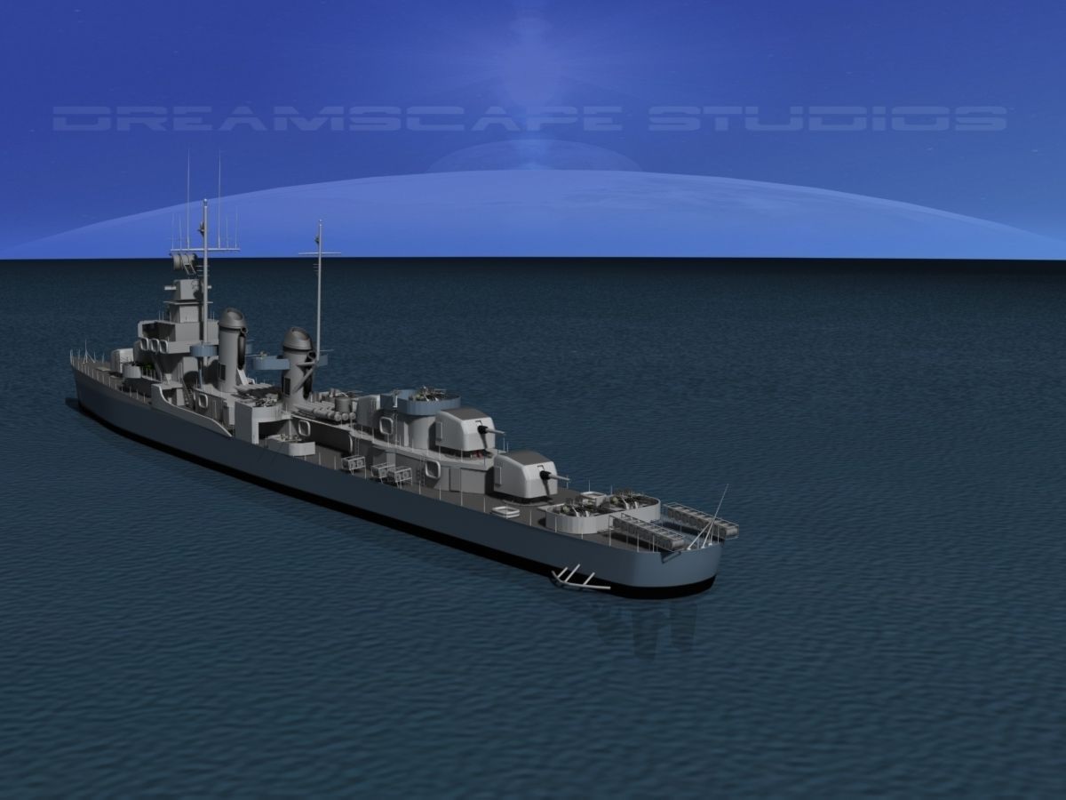 Fletcher Class Destroyer DD507 USS Conway 3D model rigged CGTrader