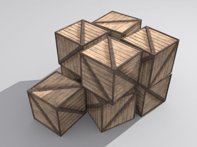 Crate 1 Wooden Low-poly  3D model