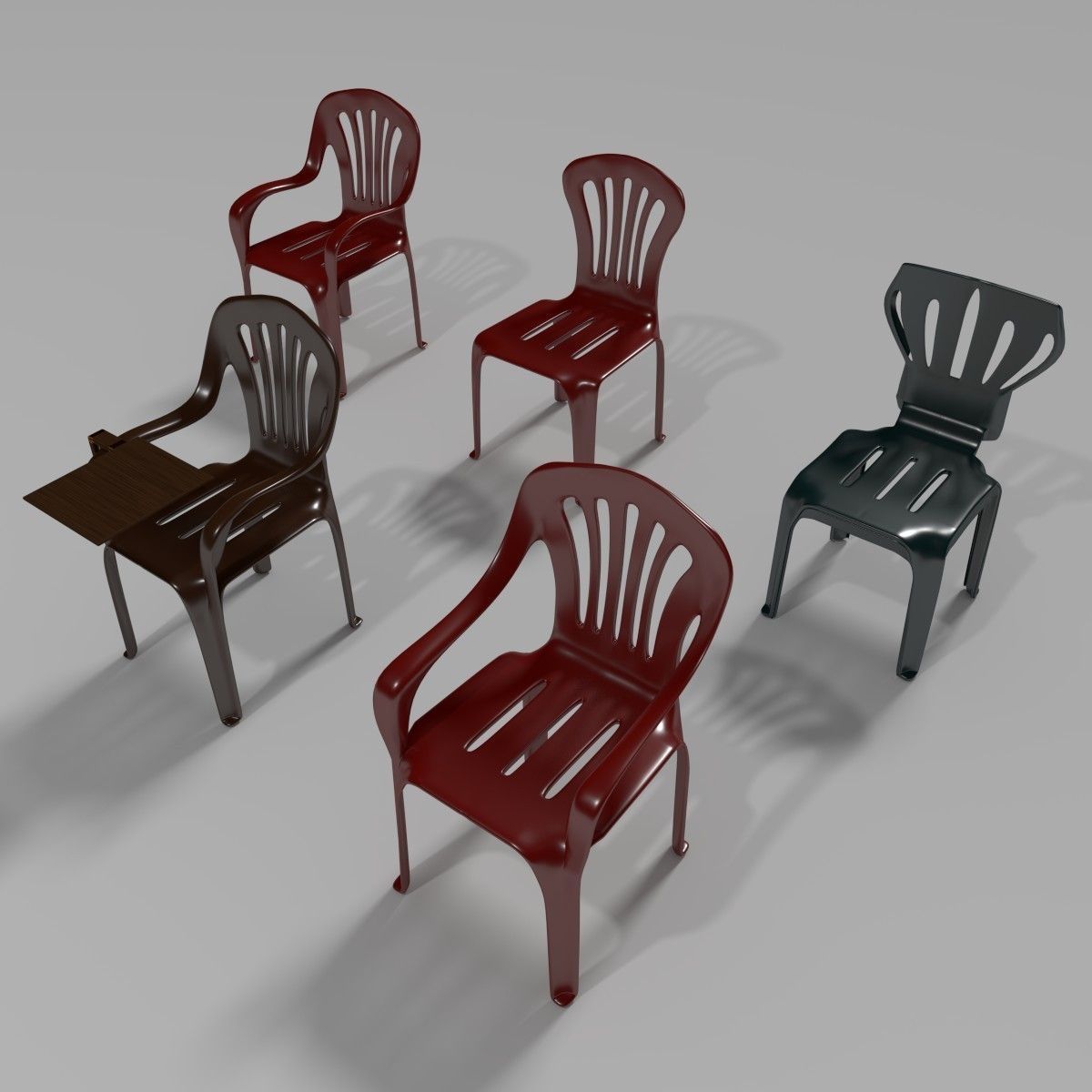 Plastic Chairs Collection 2 3D model CGTrader