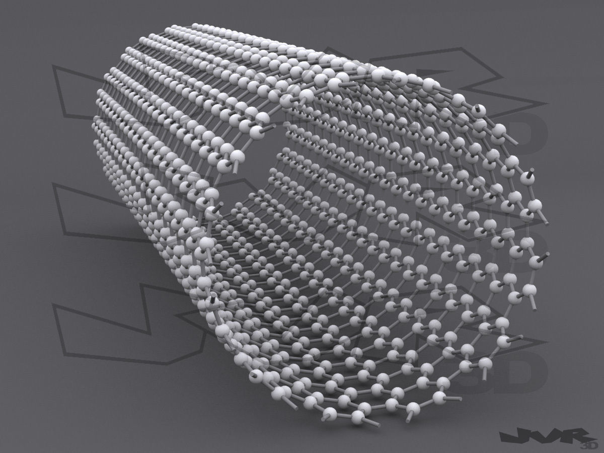 Carbon structures Graphene nanotube and fullerene tube 3D model | CGTrader