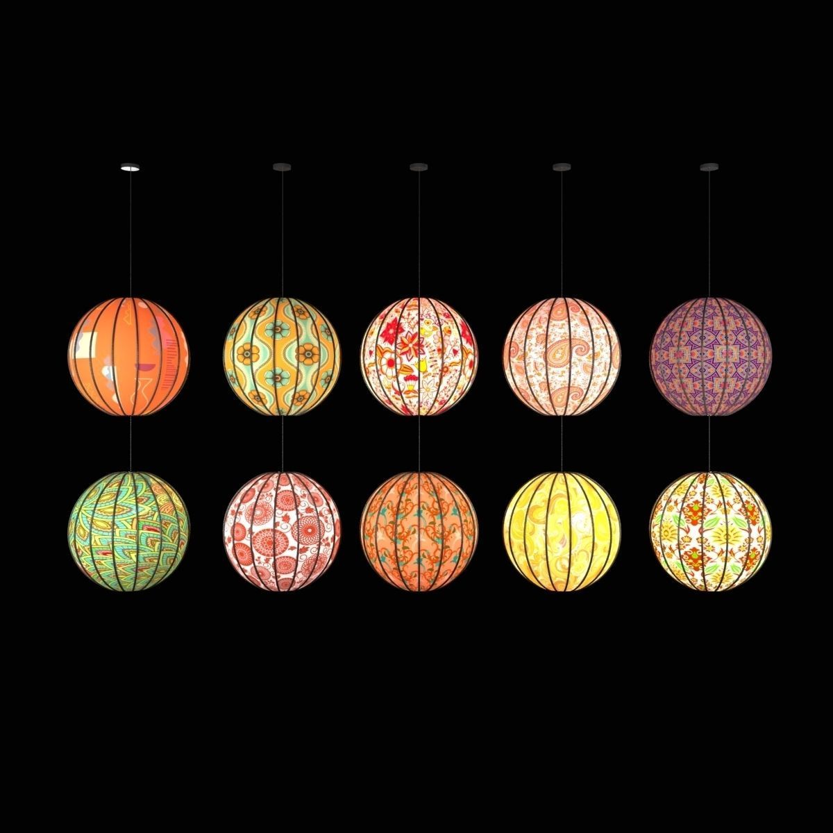 Round Paper Lanterns Cgtrader Round Paper Lanterns Model Max Obj Mtl Fbx Unitypackage Prefab 3