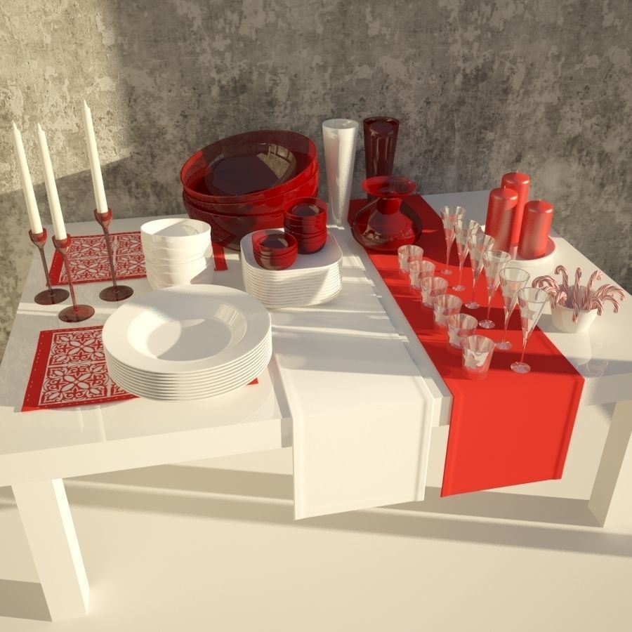 Set of Christmas tableware 3D model