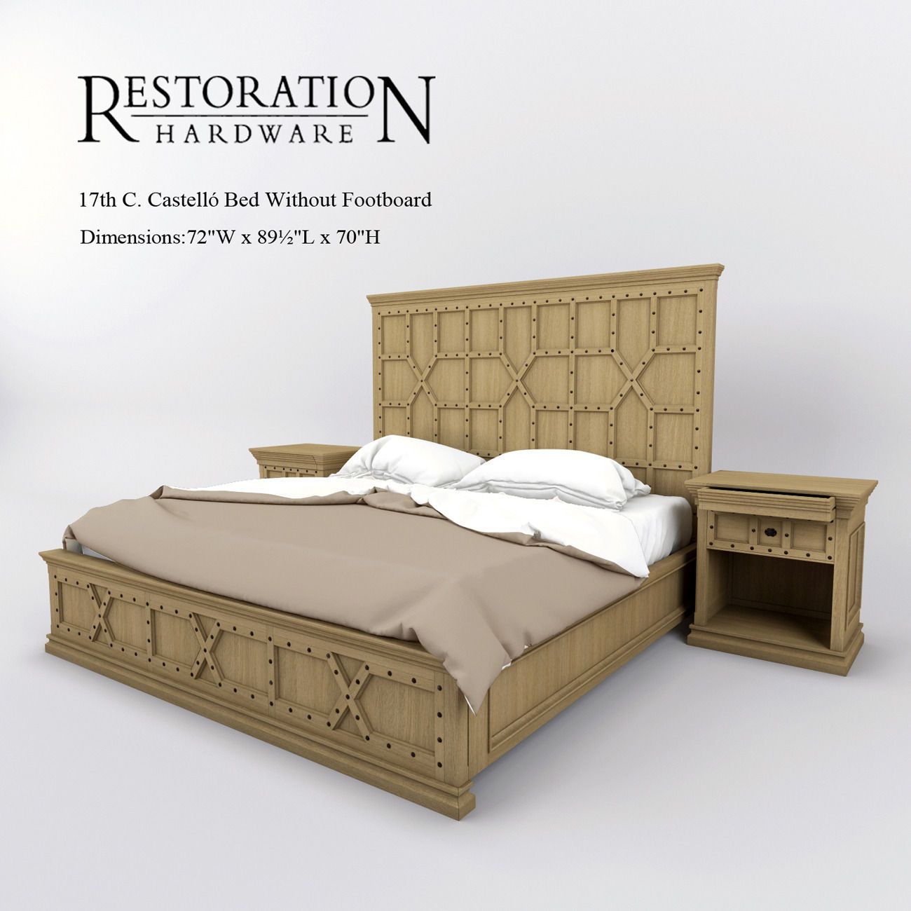 Restoration Hardware 17th C Castello Bed Without Footboard 3d
