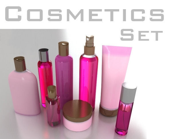 Cosmetic Bottles Tube and Flacons 3D model