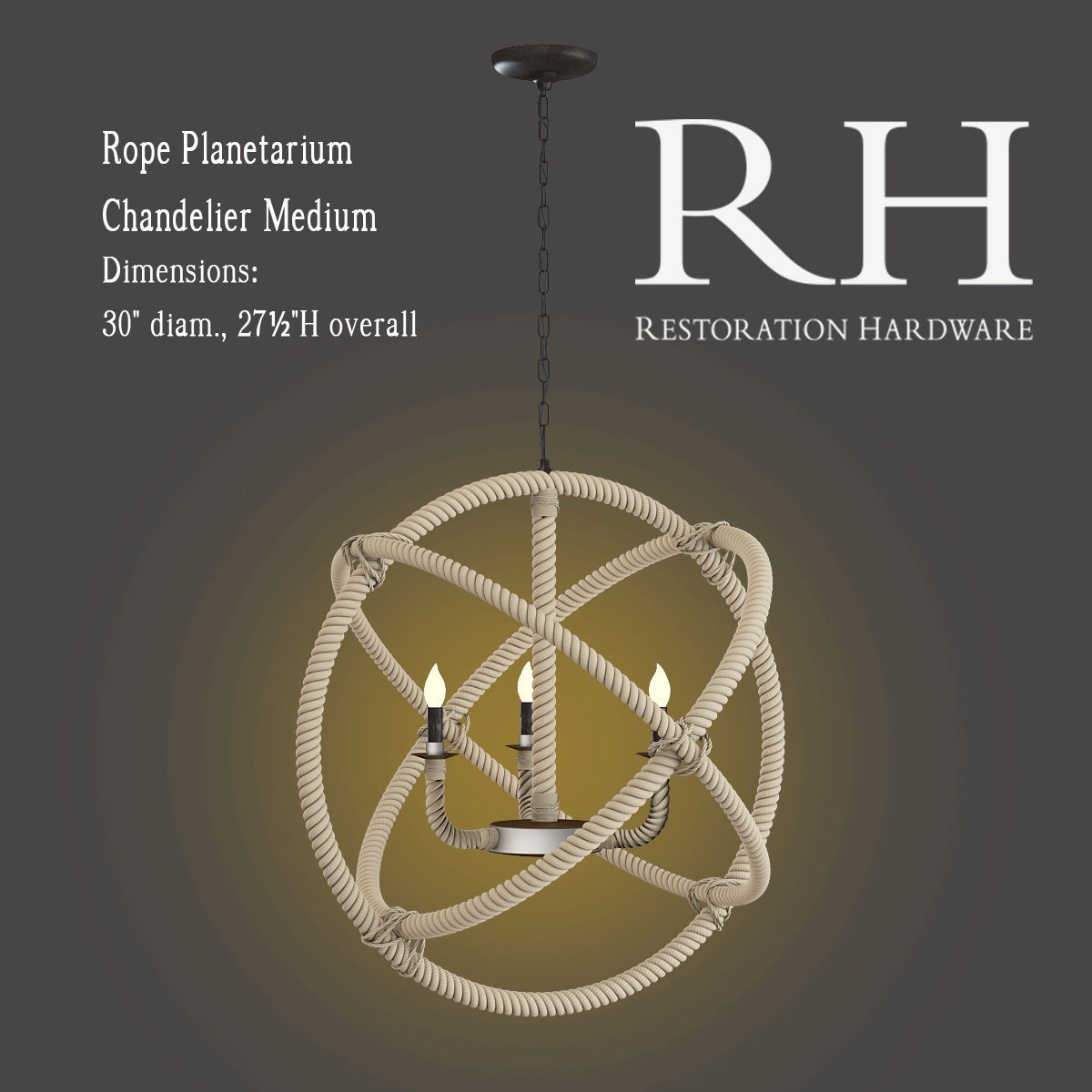 Restoration Hardware Rope Planetarium Chandelier 3D model