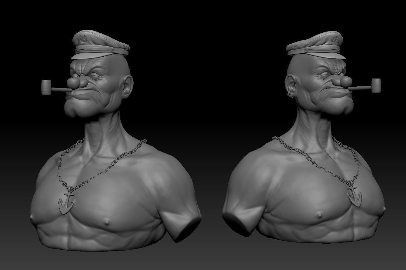 3D model Popeye the Sailor VR / AR / low-poly FBX MA MB ...