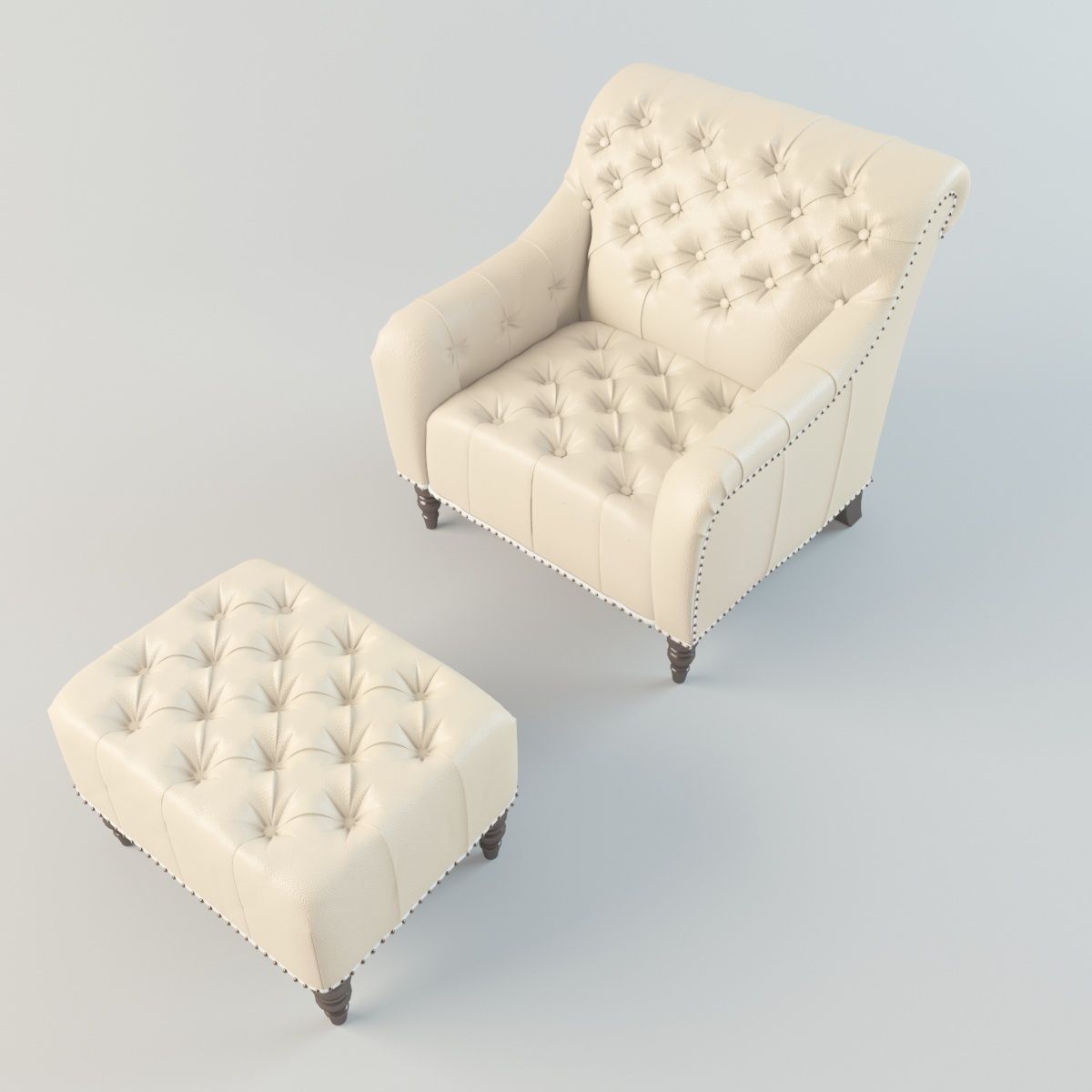 3d Model Brady Tufted Leather Chair And Ottoman Cgtrader Brady Tufted Leather Chair And Ottoman 3d Model Max Fbx 2