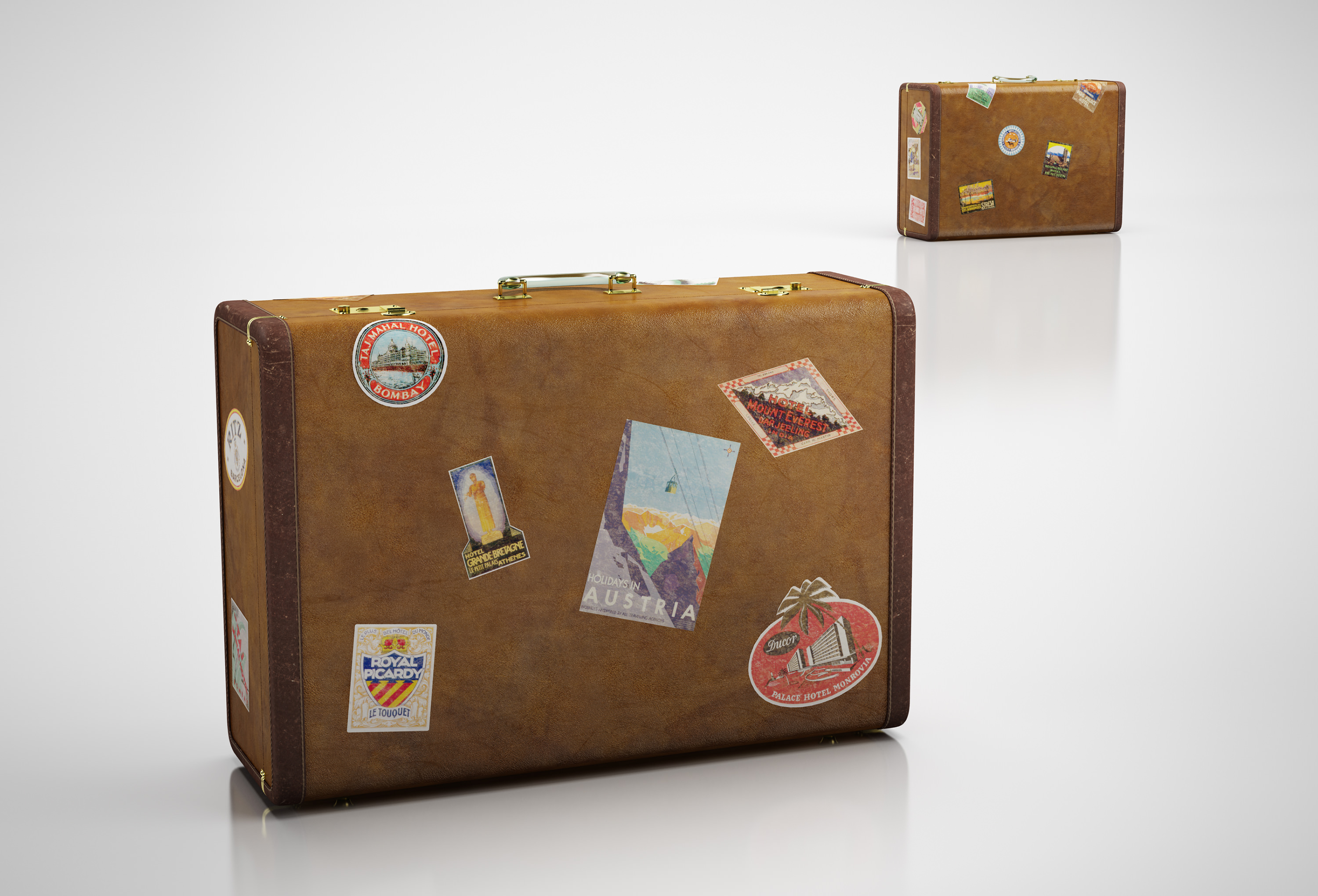 Vintage suitcase 3D Model MAX OBJ 3DS C4D