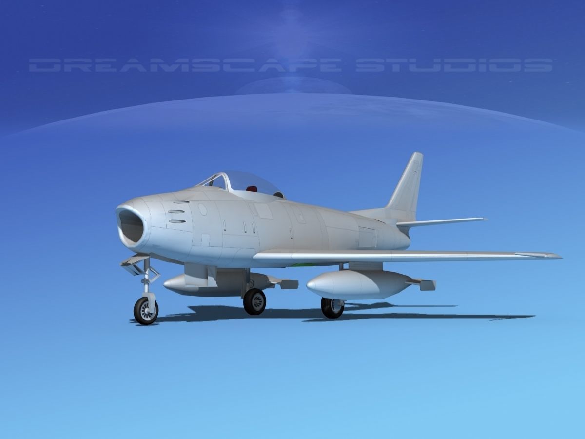 North American F-86 Sabre Jet Bare Metal 3D model