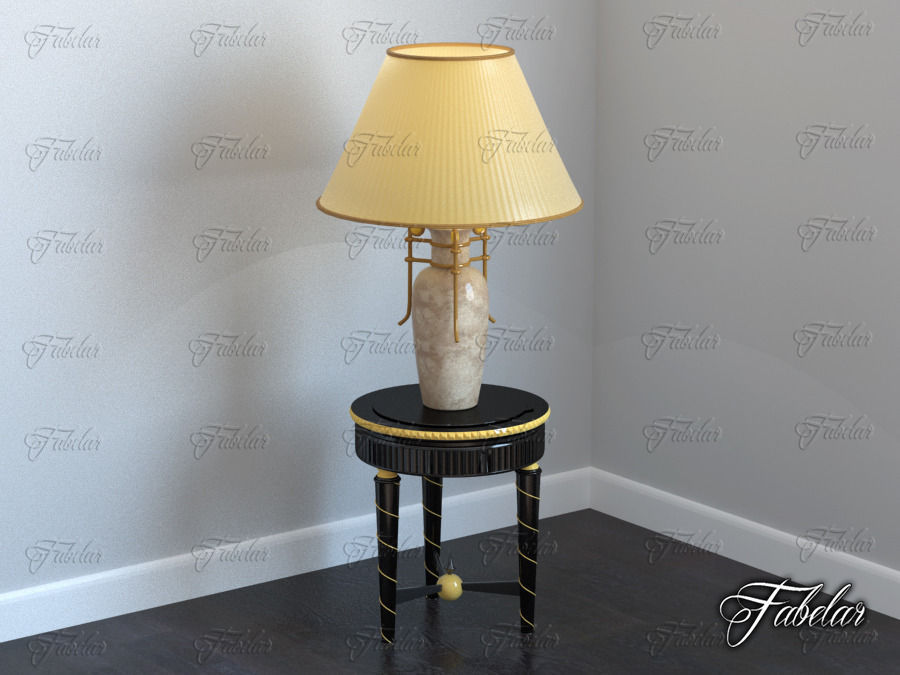 Table and lamp 01 3D model