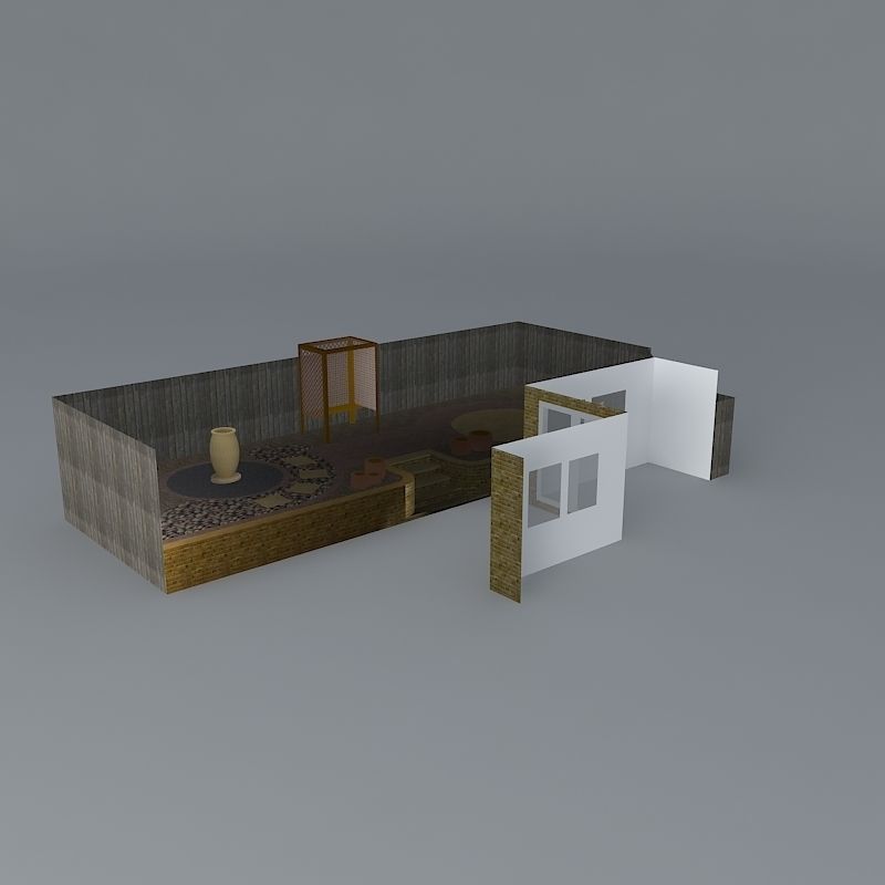 Low maintenance garden on two levels Free 3D model