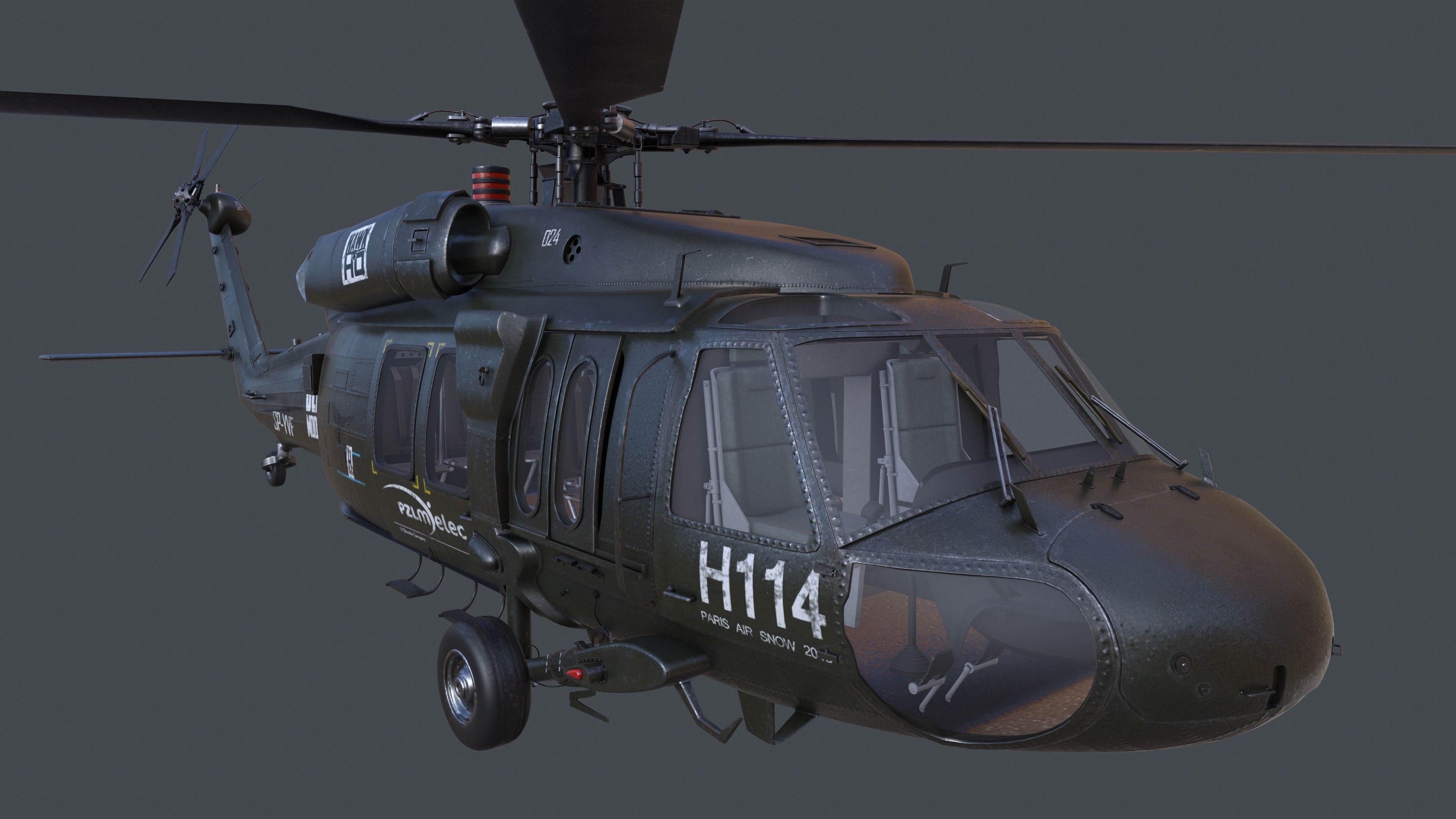 UH60 Blackhawk 3D Model MAX OBJ FBX C4D MA MB MTL