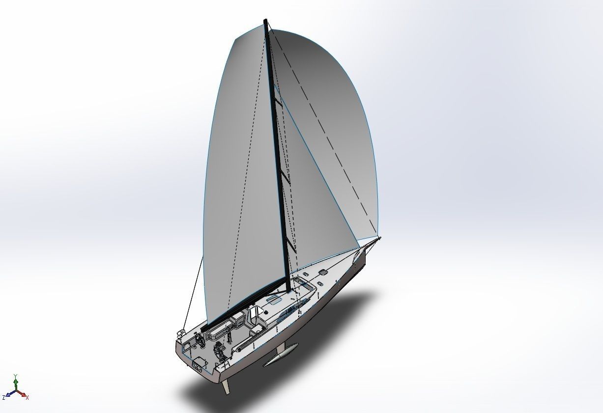 Sailing Yacht 3D Model 3D printable STL IGE IGS IGES