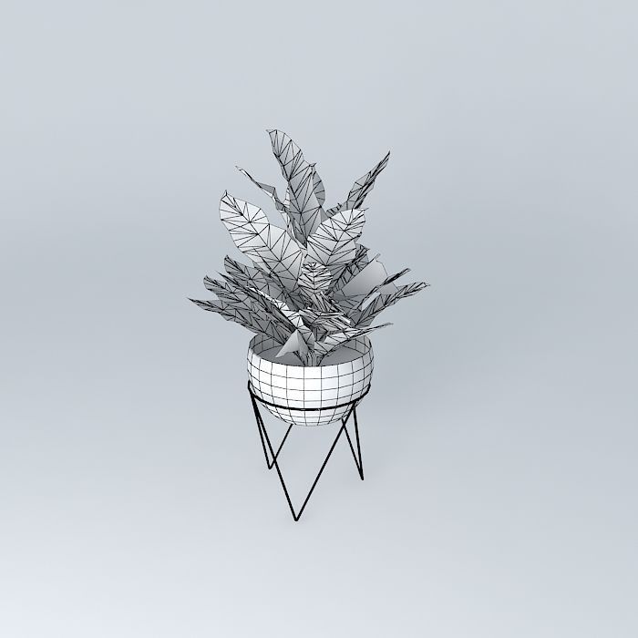 West Elm Iris Planter and Chevron Stand free 3D model CGTrader