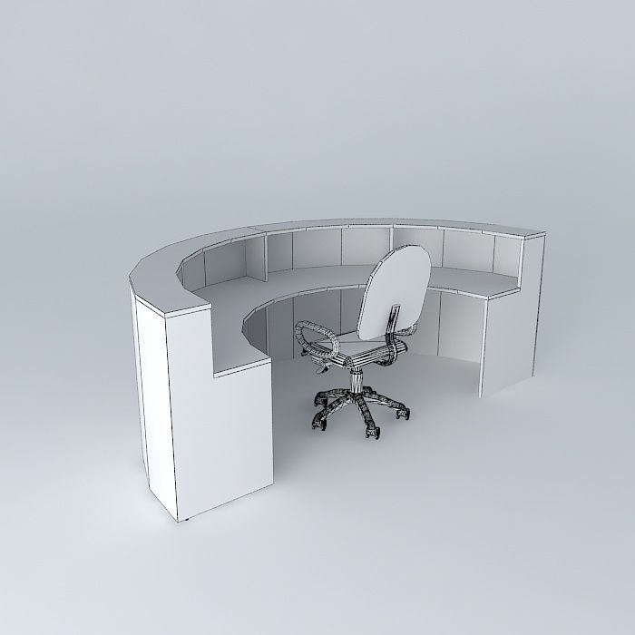 Curved counter 180 free 3D model | CGTrader
