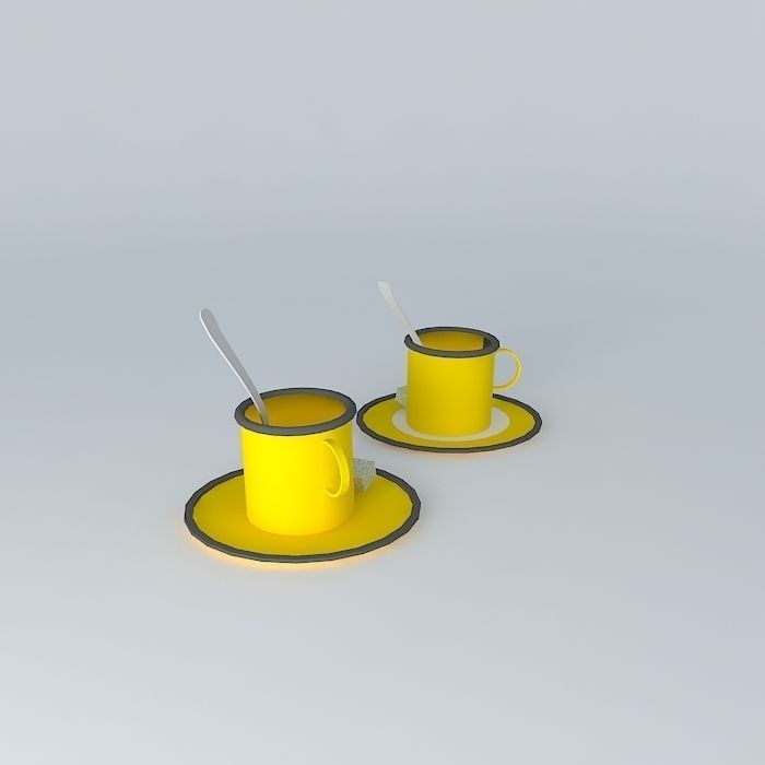 Yellow coffee cup Lajaunie 3D model