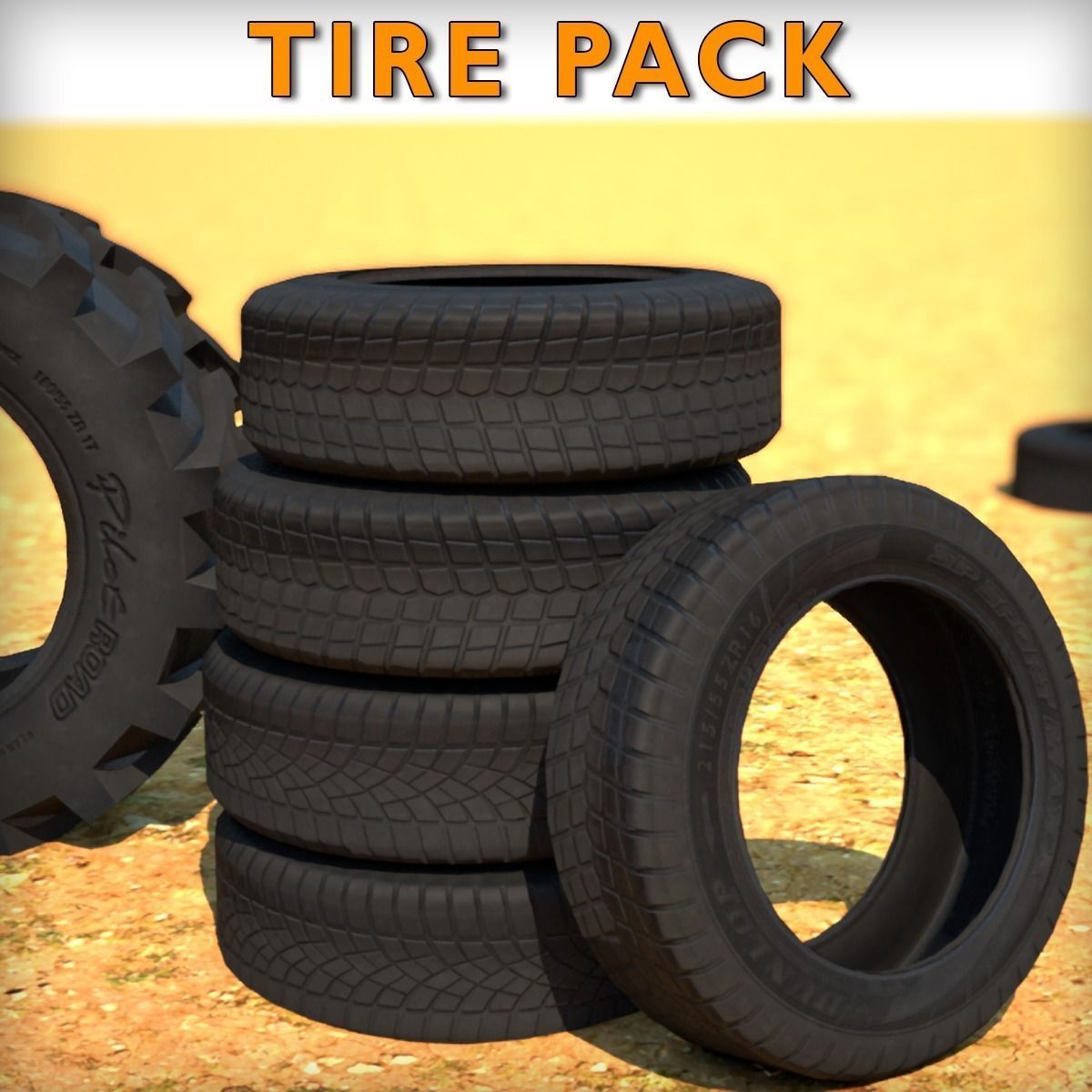 Lowpoly Tire Pack 3D model CGTrader