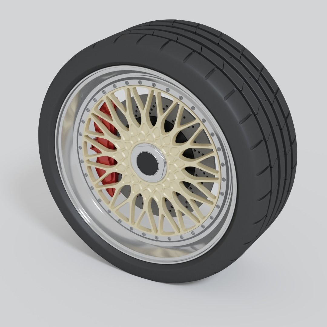 Simple car wheel with brake and tire free 3D model | CGTrader