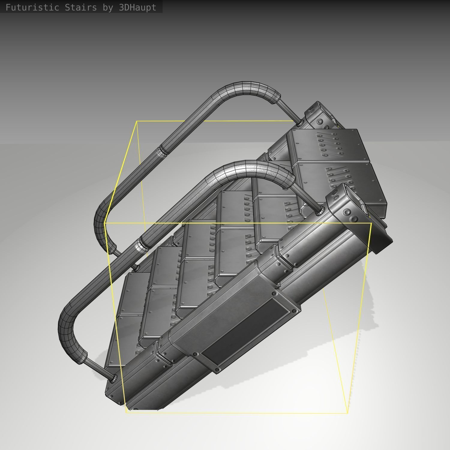 Futuristic Stairs - 6 - Basic Textures Low-poly  3D model