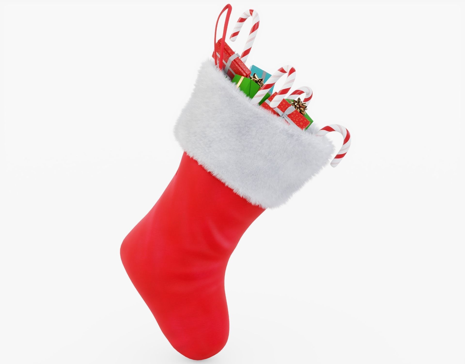 Christmas Stocking with Presents Low-poly 3D model