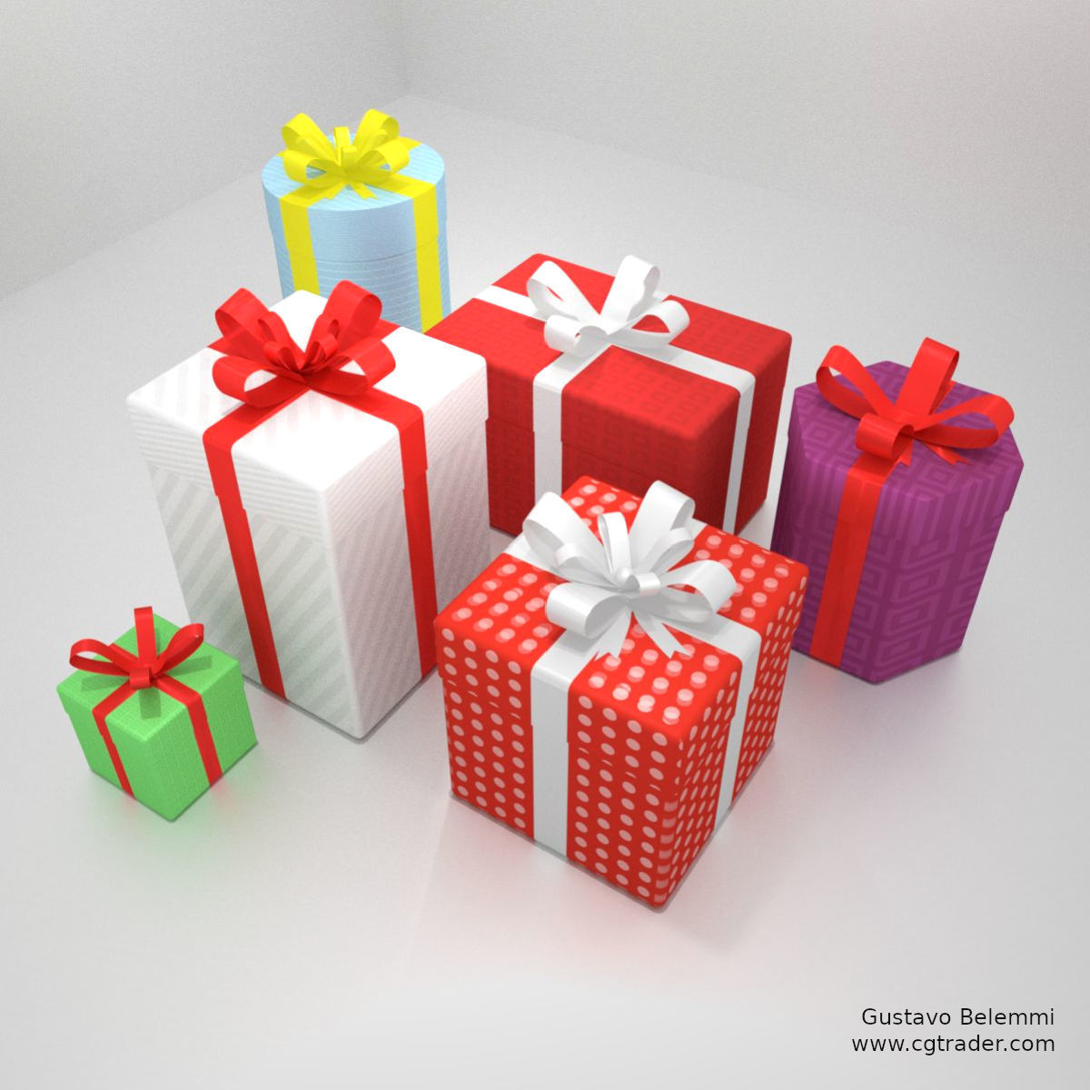 6 Gift Boxes with Wrap Textures