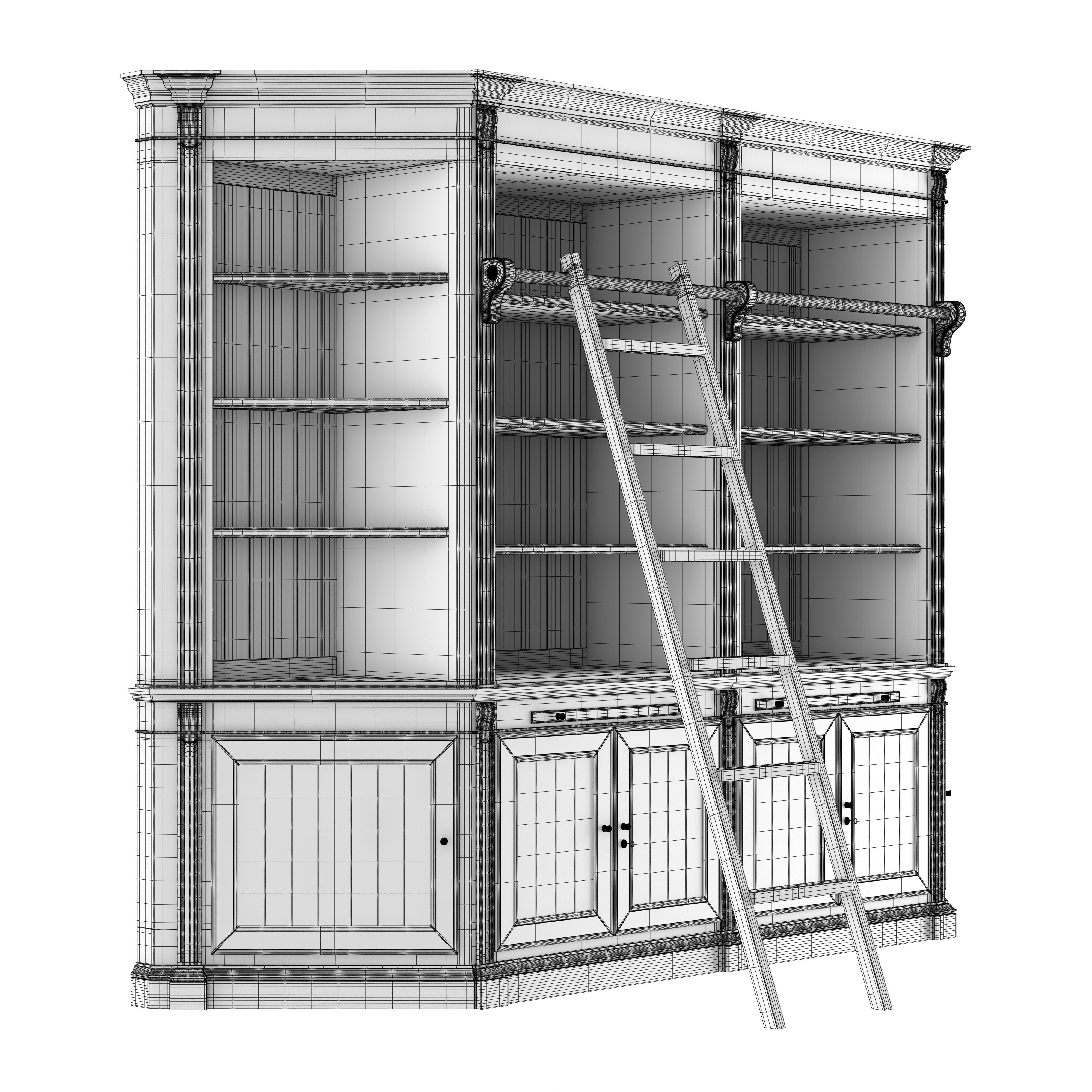 Bookcase for library 3D model CGTrader