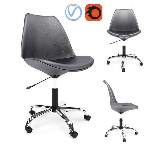 Hodedah Black Armless Swivel Office Desk Chair with Cushion Seat 3D