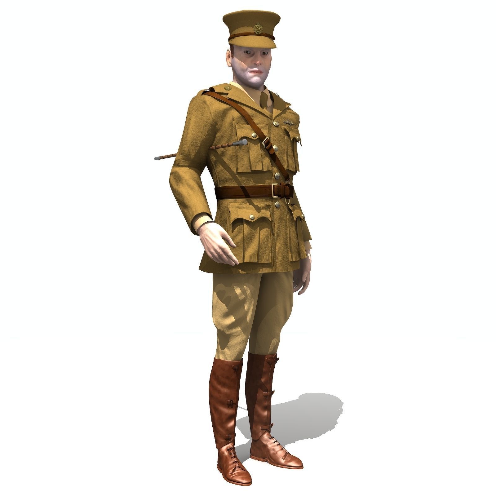 Aviator WWI British Pilot - Low poly - rigged - animated