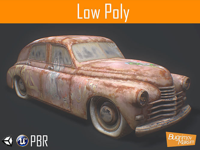 Retro Car 02 Low-poly 3D model