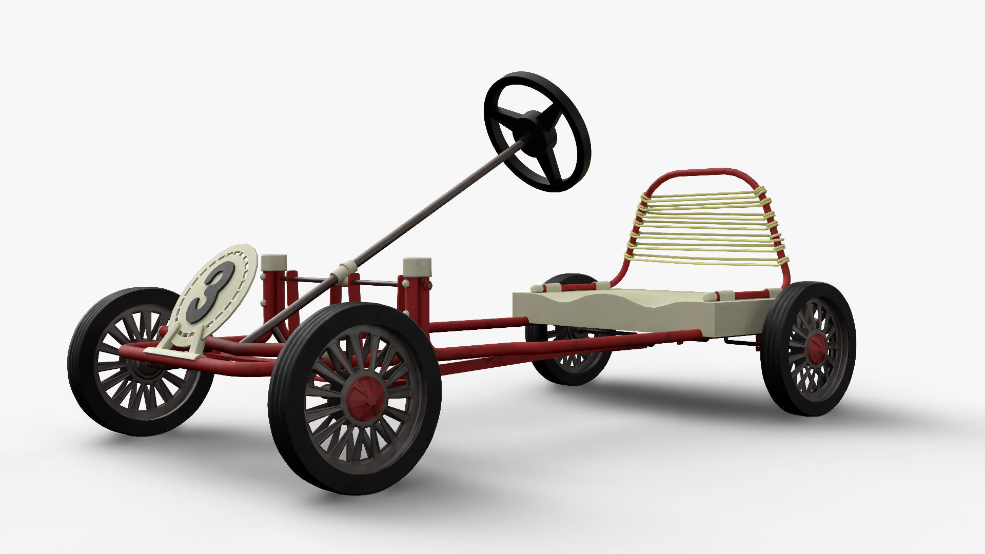 70s Pedal Car 3D model rigged CGTrader