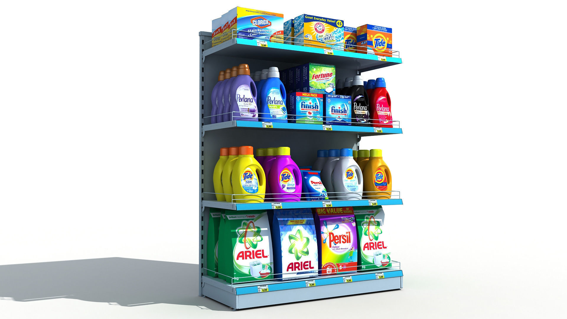 Supermarket Shelves Detergents 3D model