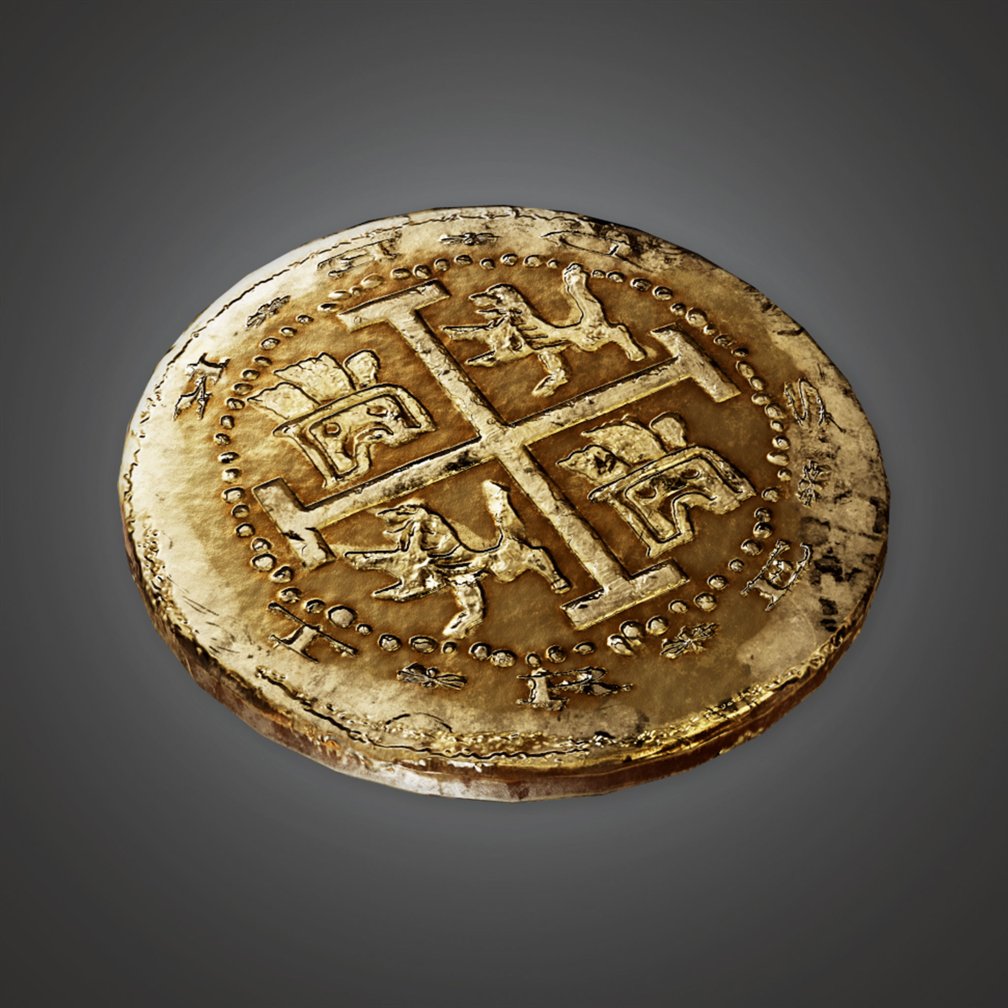 TRS - Ancient Treasure Coin 01 - PBR Game Ready