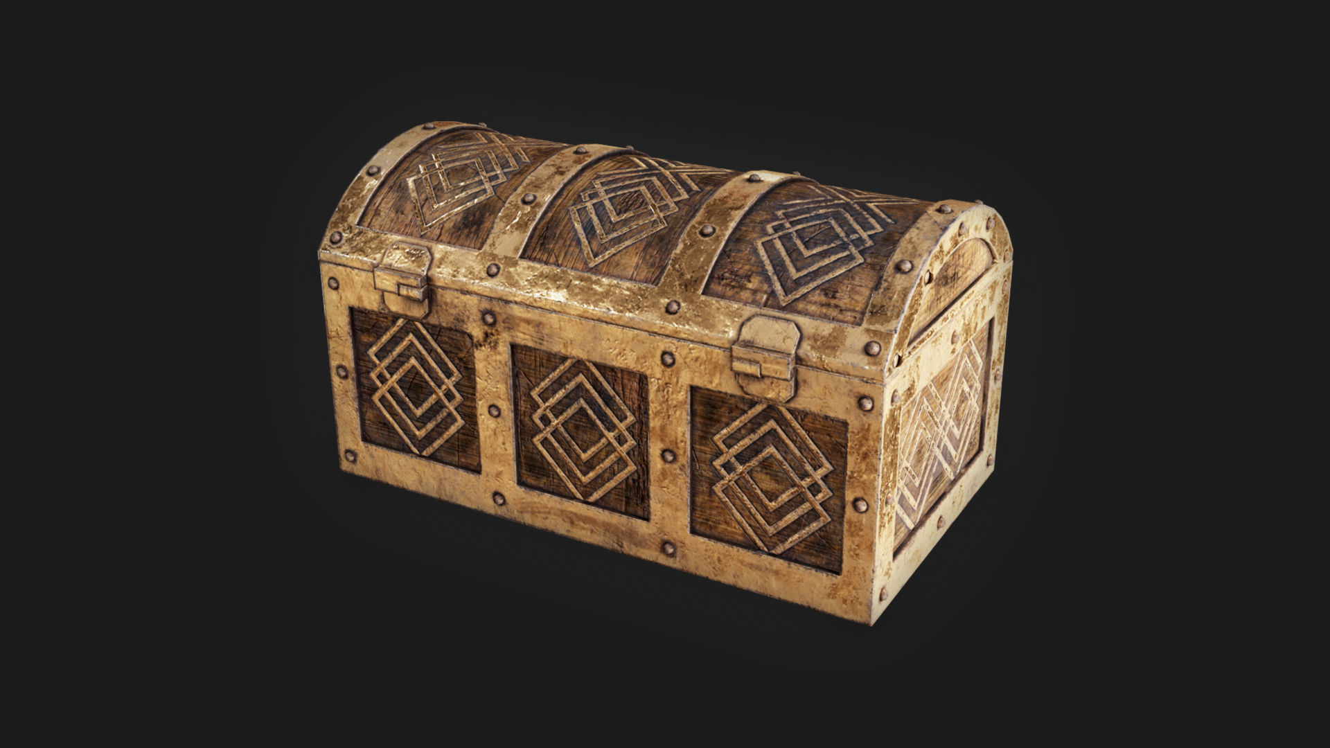 3D model TRS Ancient Treasure Chest 02 PBR Game Ready VR / AR / low
